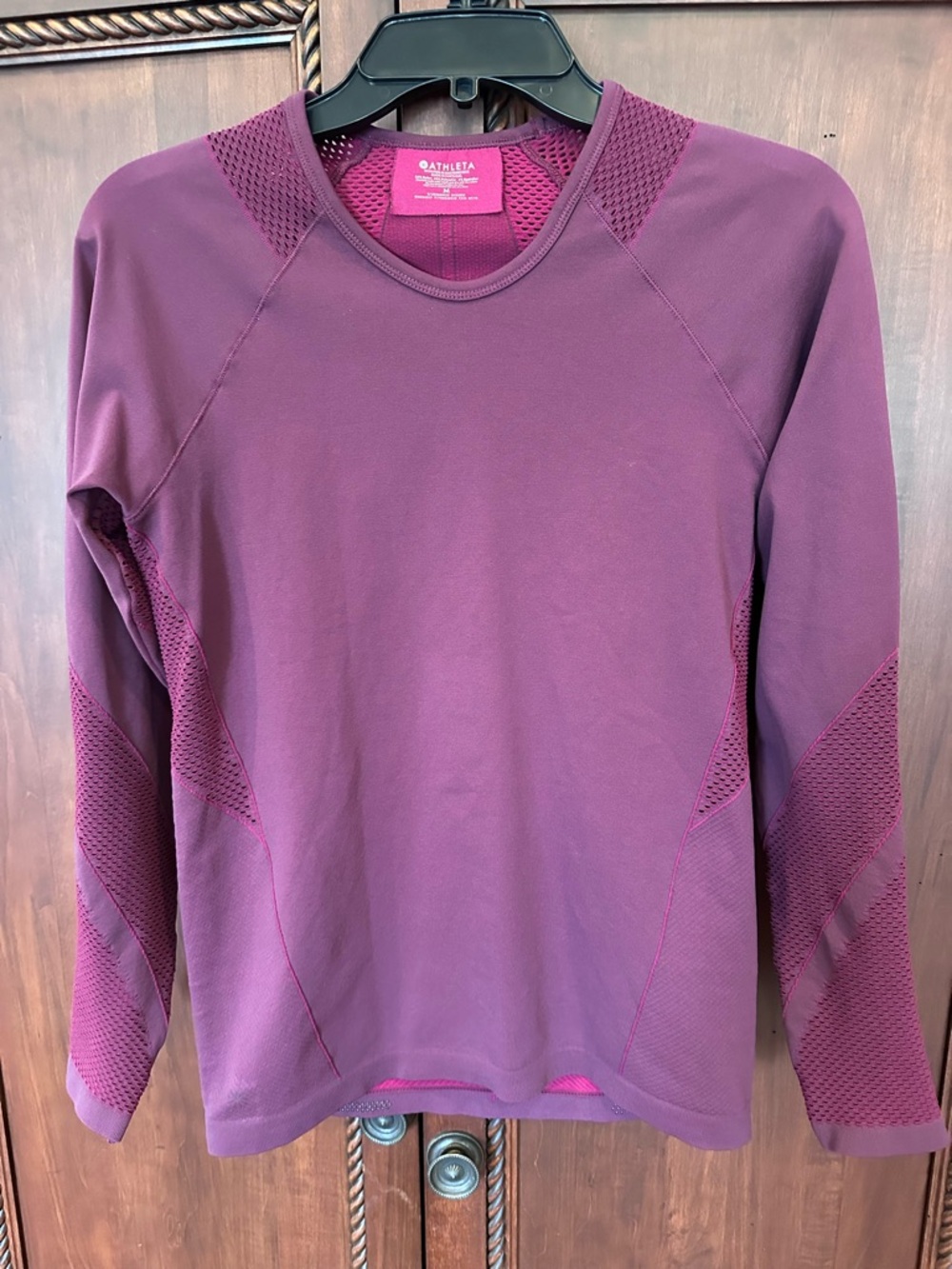 Athleta Deep Plum Mesh-Back Long Sleeve Top